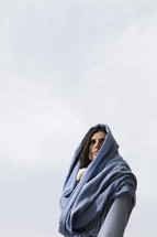 Mary in a blue shroud