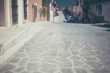 a cobble stone street 