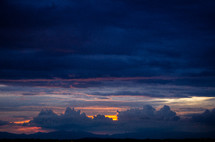 dark storm clouds at sunset 