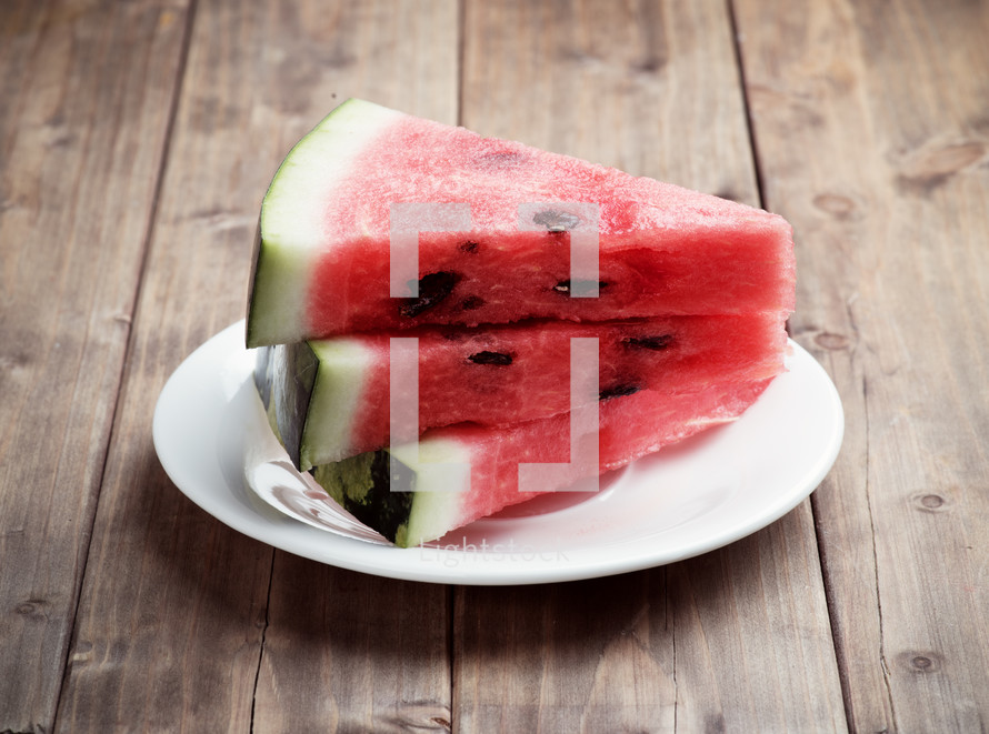 sliced watermelon on a plate 