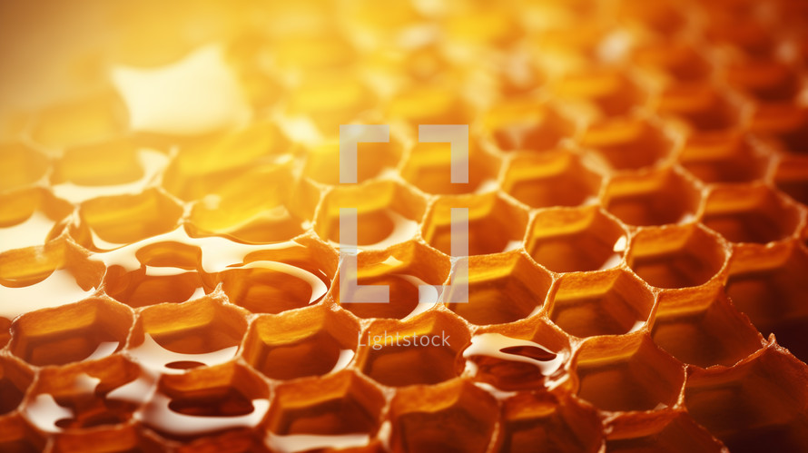 Close up of honeycomb with honey. 