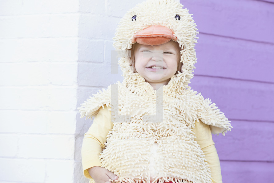 child in a duck costume 