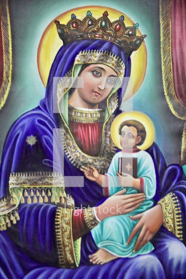 painting of Mary and baby Jesus 