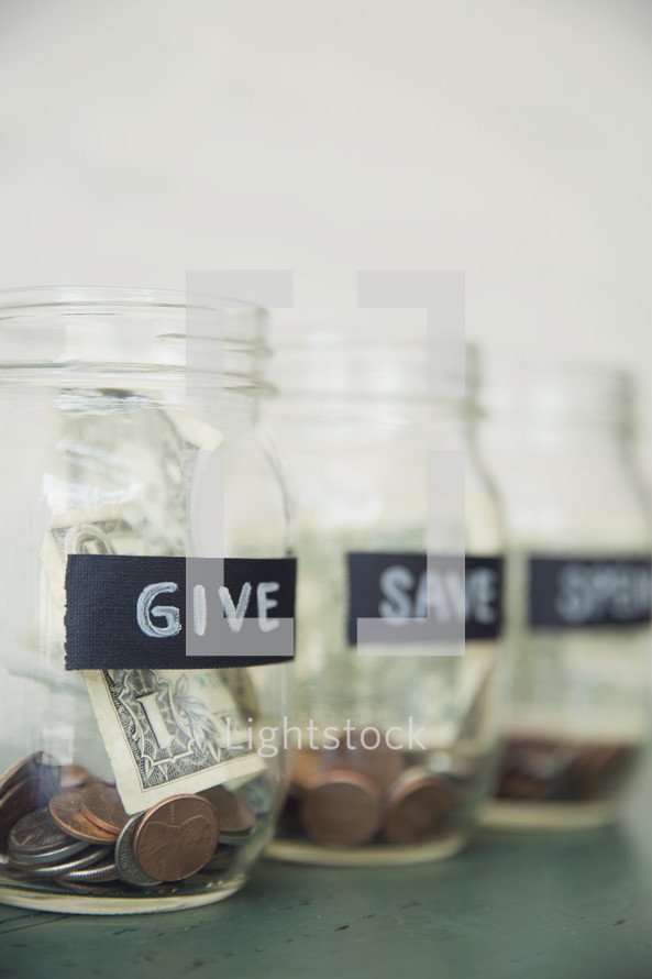 Give, Save, Spend jars 