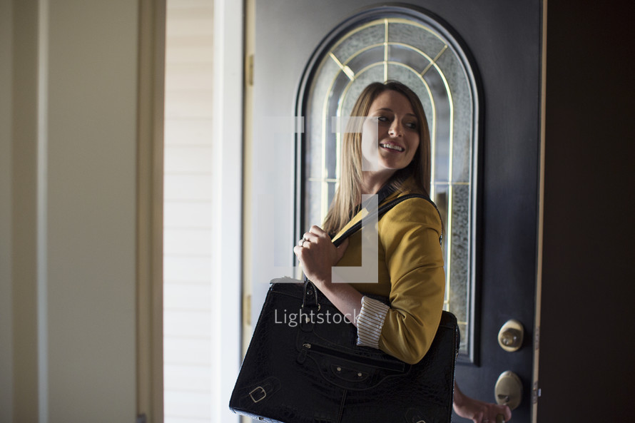 woman leaving for work 
