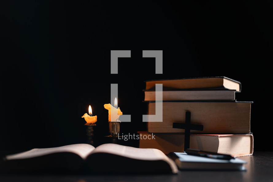 Bible and candlelight 