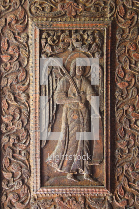 Decorative wood carved panel.