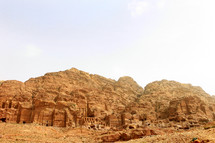 City of Petra carved from red rock in Jordan