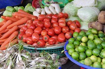 fruits and vegetables in a market 