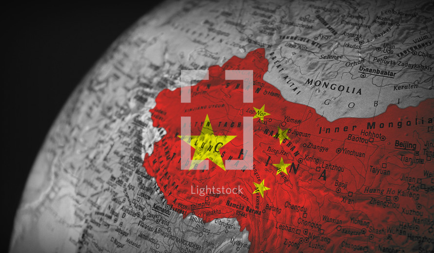 China on a globe