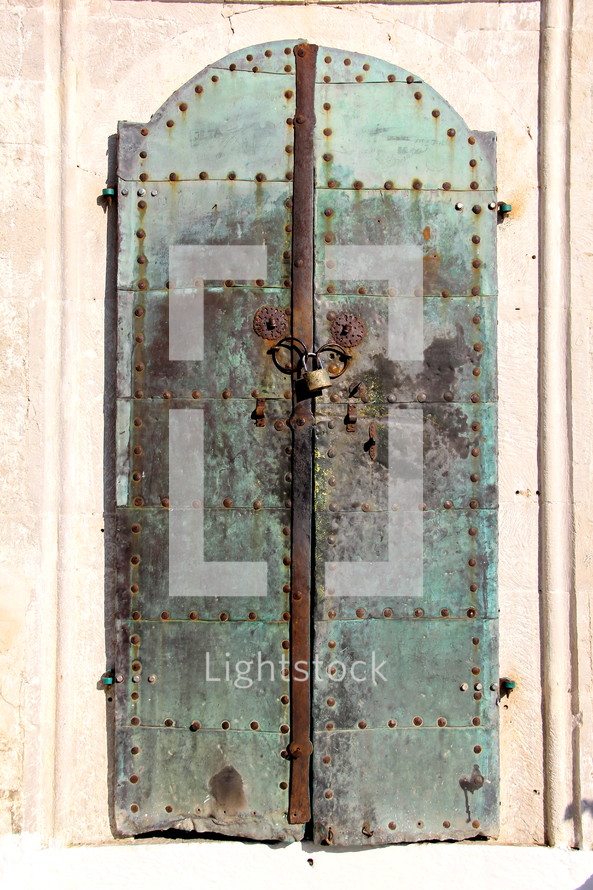 locked metal doors 
