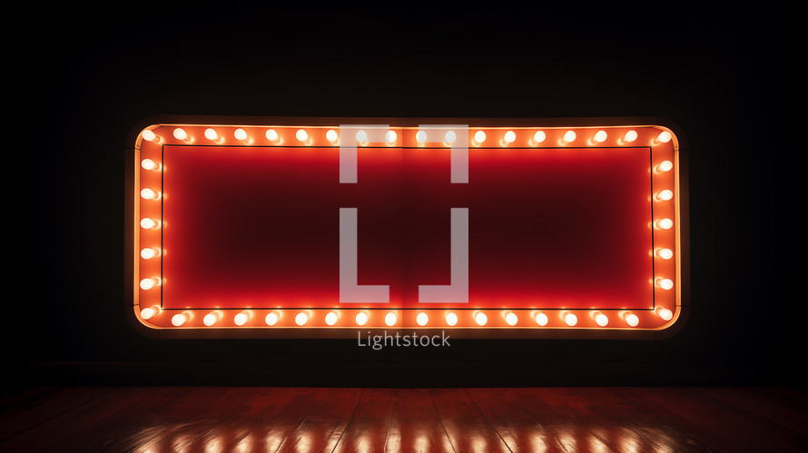 Lighted rounded marquee retro sign.