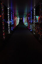 row of colorful Christmas lights display 