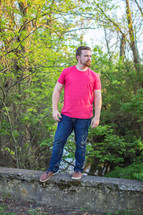 a man standing outdoors 