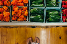 peppers in a market 