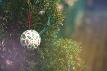 Christmas ornament on a Christmas tree.