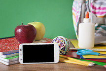 Back to School Background with Blank Smartphone Screen