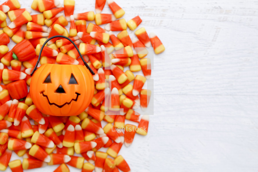 Halloween Candy Background with Copy Space