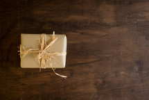gift wrapped in brown paper 