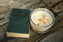 old Bible and candle 
