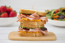 stacked ham and cheese sandwich 