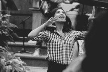dancing in praise during a worship service 