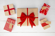 Christmas gifts on white background 