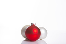 red and white Christmas ornaments 