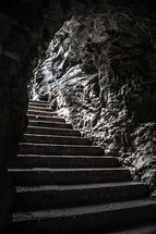 Stairs in a cave.