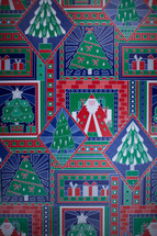 Christmas designs on wrapping paper.