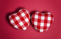 Plaid Love Hearts on a Red Background