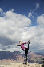 yoga, woman, top, canyon, meditation, outdoors 