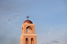 mission style church steeple with cross topper 