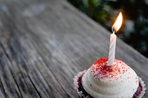 candle on a cupcake 