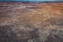 A desert landscape seen from above