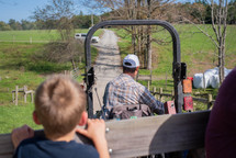 tractor ride on a farm 