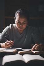 Woman studying a Bible