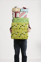 man with Christmas gifts 
