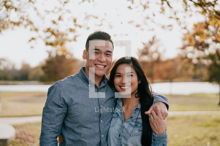 Vietnamese couple in fall 