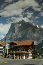 hotel and mountain peak 