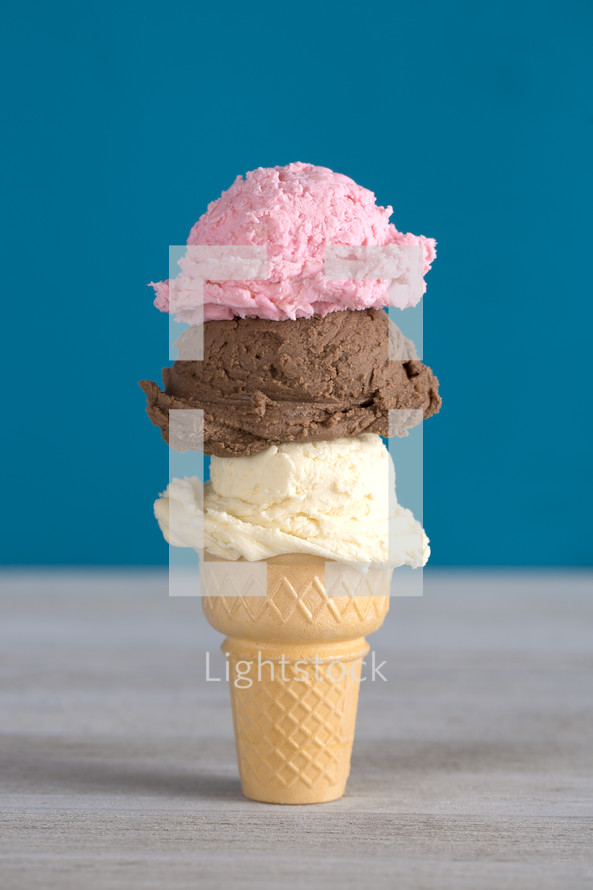 three scoops of ice cream 