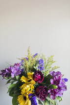 a bright floral bouquet with copyspace