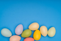 Easter eggs on a blue background