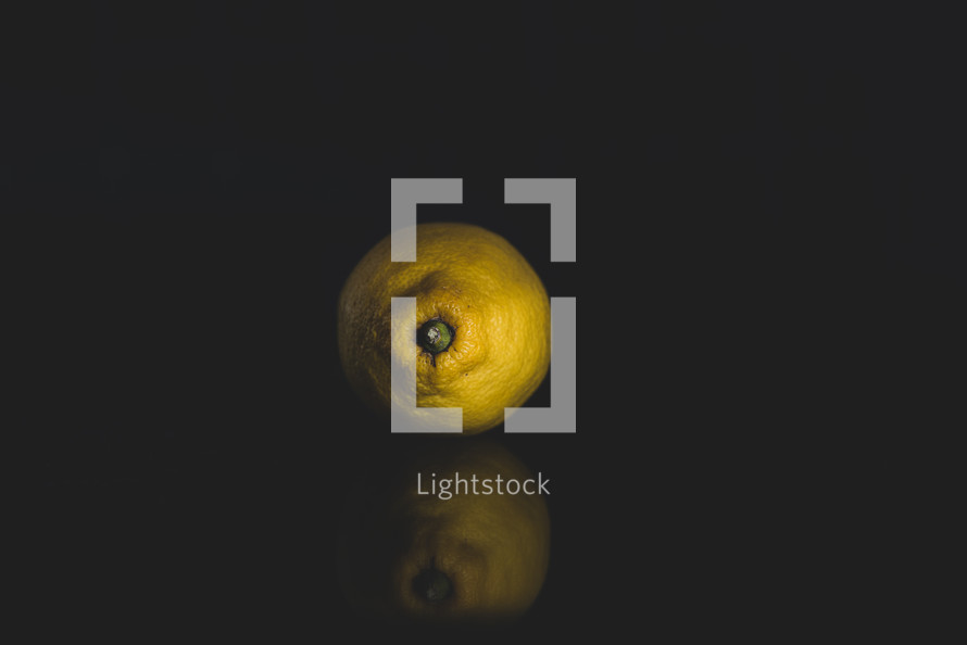 lemon on a black background 