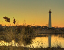Cape May lighthouse at sunset.
