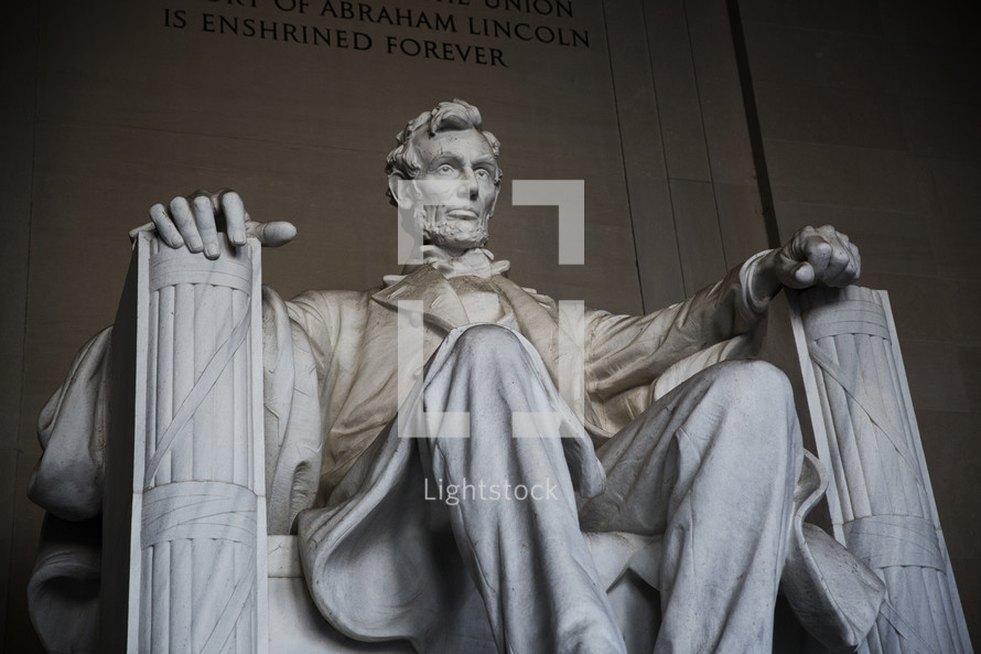 Statue of Abraham Lincoln in the Lincoln Memorial.
