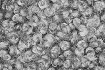 Close up view of grey astrakhan caracul. Lamb fur texture. Background for designers