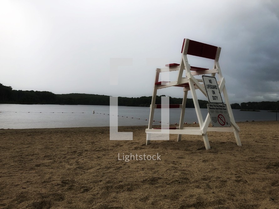 lifeguard chair stand on a beach 