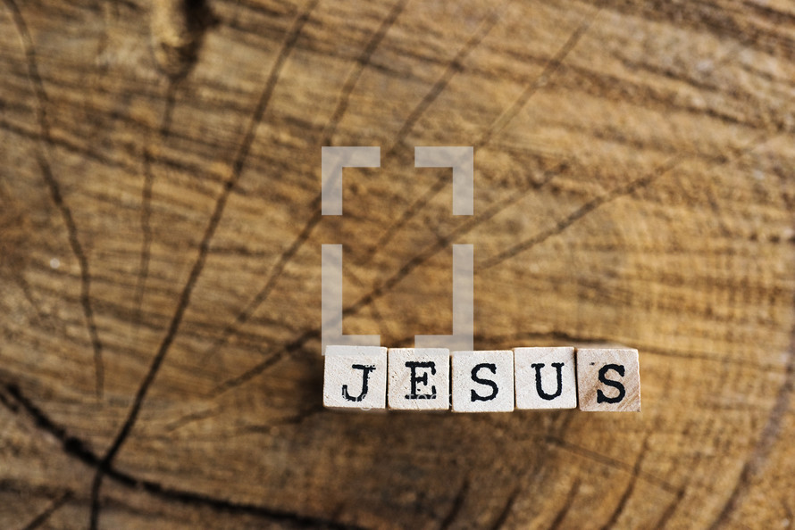 word Jesus on wood blocks 