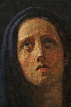 Mary, mother of Jesus, in mosaic tiles 